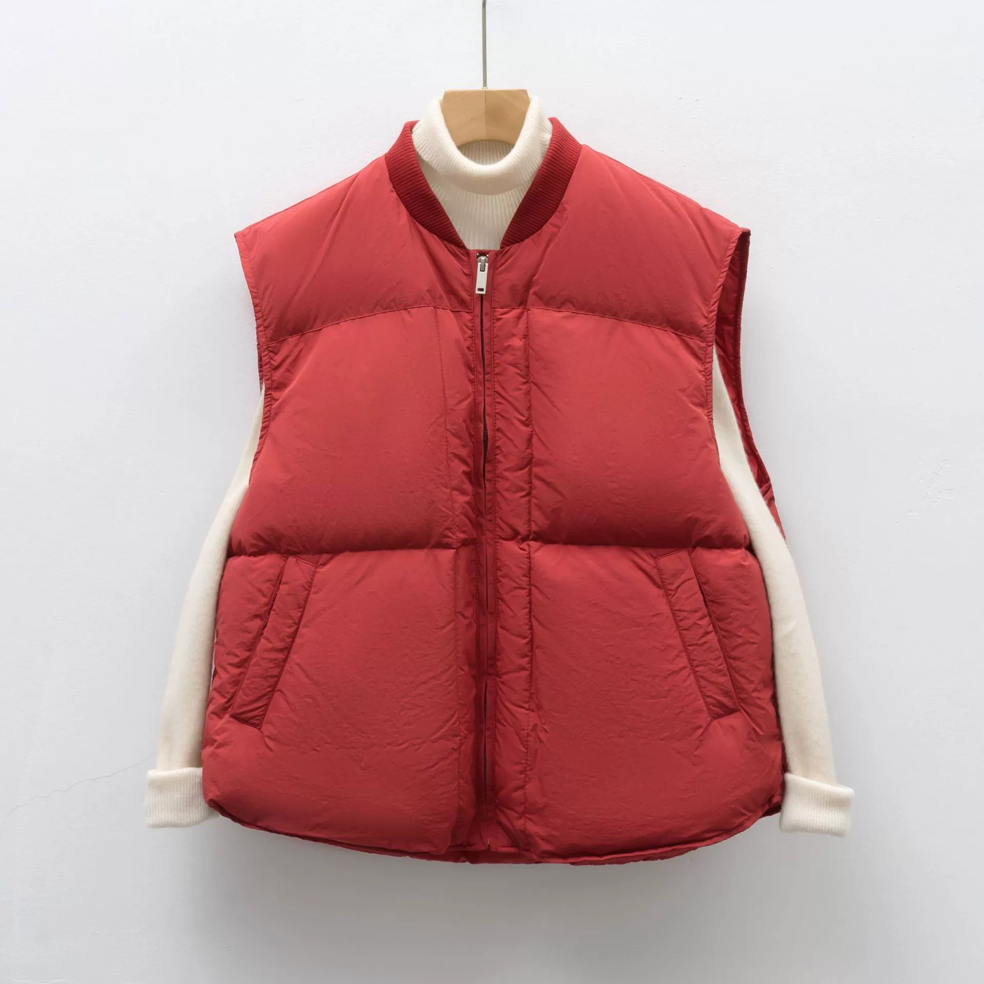 Жилет женский Pinghu Chixin, новый, без рукавов, свободного кроя, однотонный, с вязаным воротником, на белом утином пуху