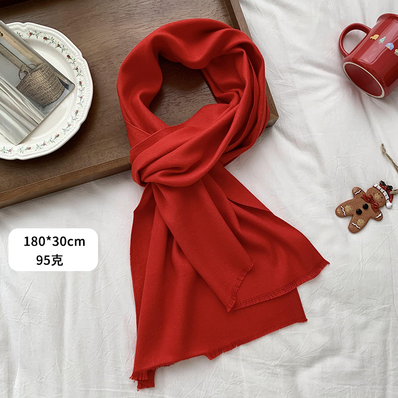 Bufandas cálidas de invierno Año Nuevo nuevo bufandas de cachemira rojas de Angola con bordas amplio bufandas gruesas