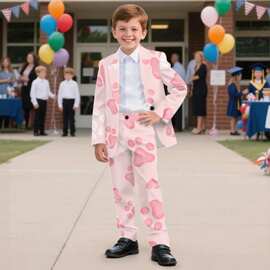 跨境热销paw print男童西装服儿童走秀拍照生日派对正式穿搭套装