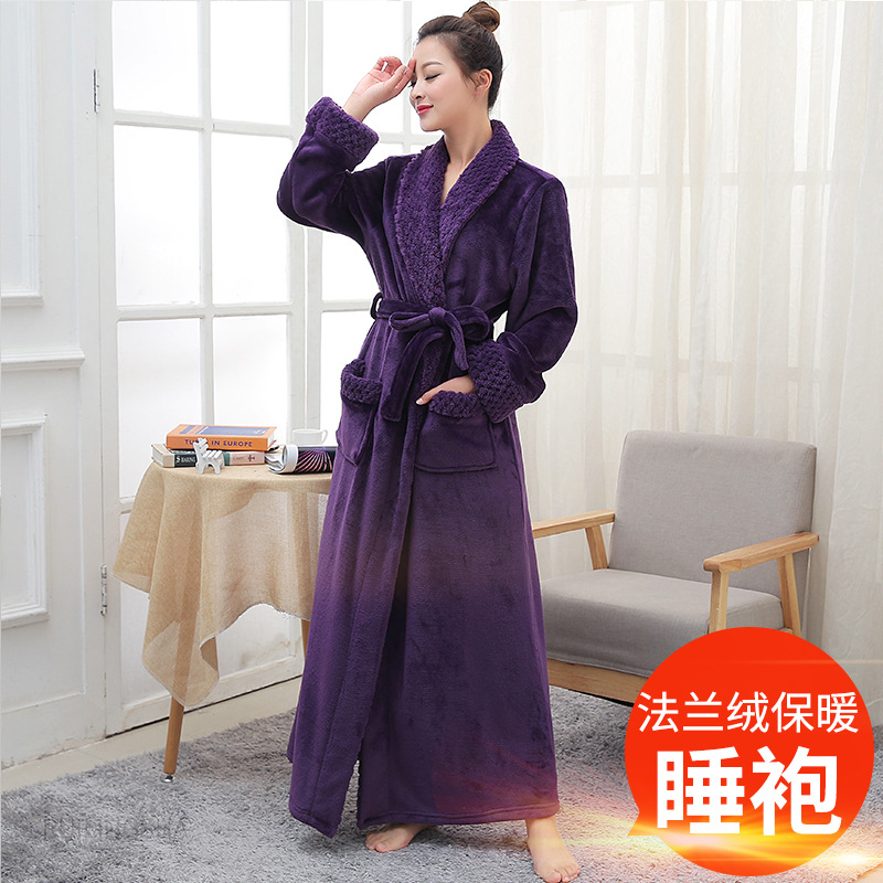 여성용 보라색 두꺼운 긴 칼라