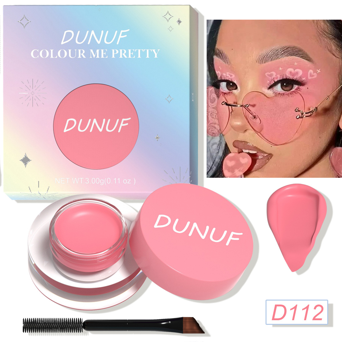 DUNUF 12 Face Color Waterproof Eyeshadow Long-lasting Eyeliner Matte Gloss Eyebrow Dye Universal Note Disclaimer undefined