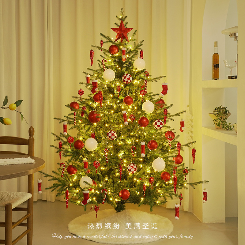 Gran árbol de Navidad decoración para el hogar rojo cifrado abeto adornos de árbol de Navidad 2025 nuevo árbol de Navidad diseño