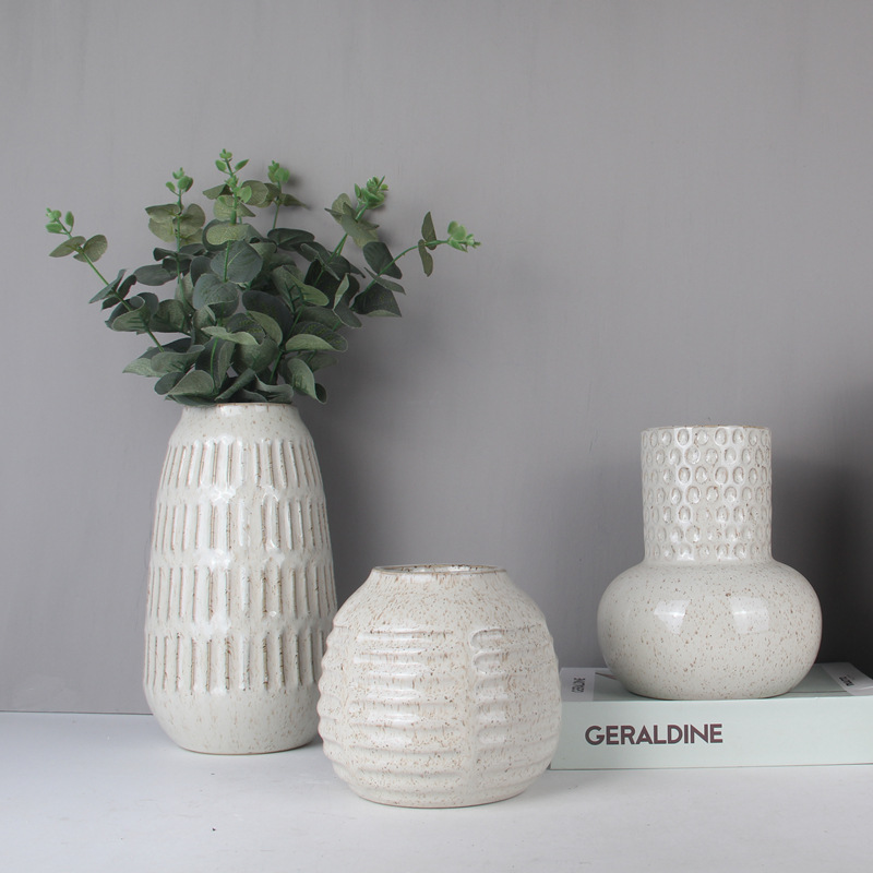 北欧现代花釉陶瓷花盆干花花盆小清新绿植客厅插花餐桌装饰品摆件