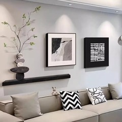 モダンなミニマリストソファ背景壁装飾絵画 2025 新しいリビングルーム吊り絵画黒と白の抽象的なレストラン玄関壁画
