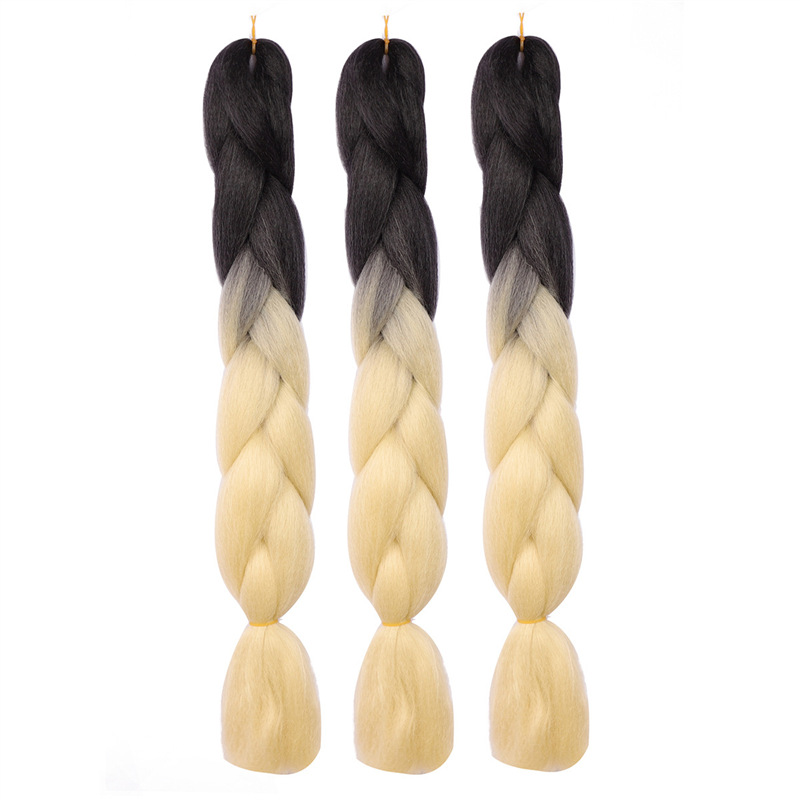 Gran trenza color peluca africana jumbo braid hair gradiente de fibra química trenza de seda de alta temperatura sucia