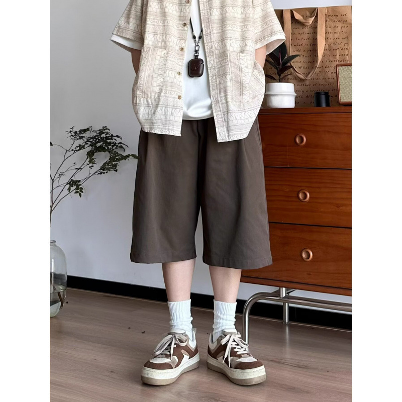 Washed Solid Color Basic Workwear Summer New Japanese Style Straight Men's Shorts Casual Shorts Mid-Length Shorts for Men and Women