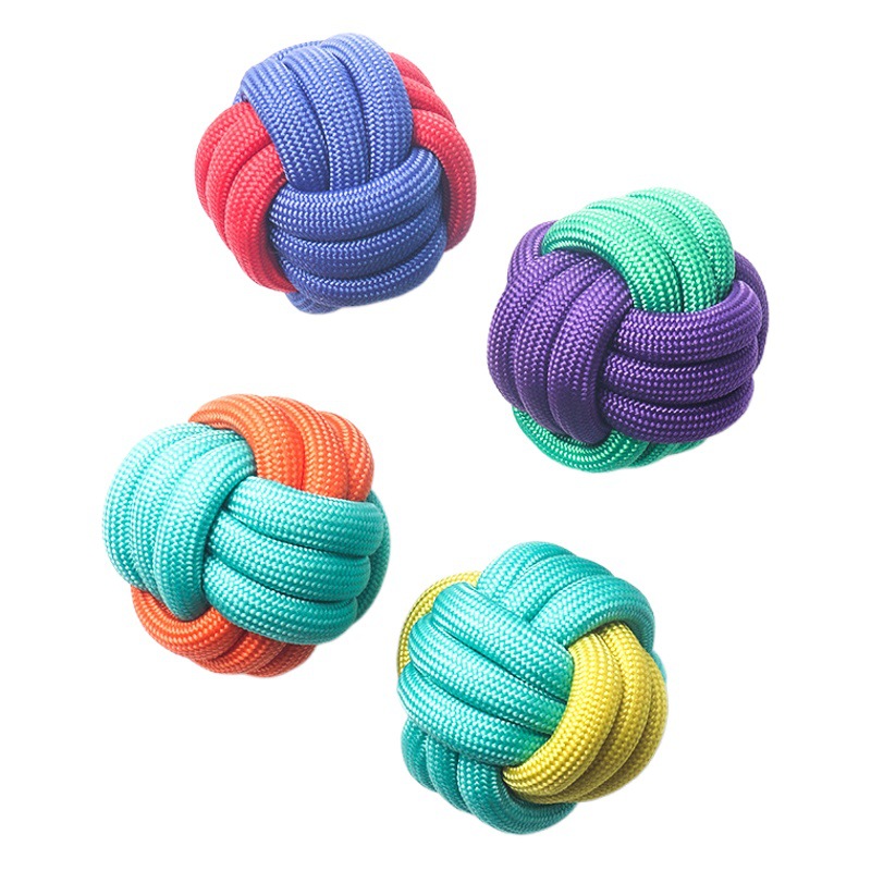 Fábrica al por mayor a juego de color polipropileno tejido molar dientes resistentes a mordeduras limpieza nuevo perro juguete mascota juguete bola perro suministros