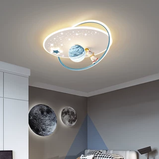 儿童房吸顶灯简约现代月球太空人宇航员女孩男孩房间LED卧室灯具