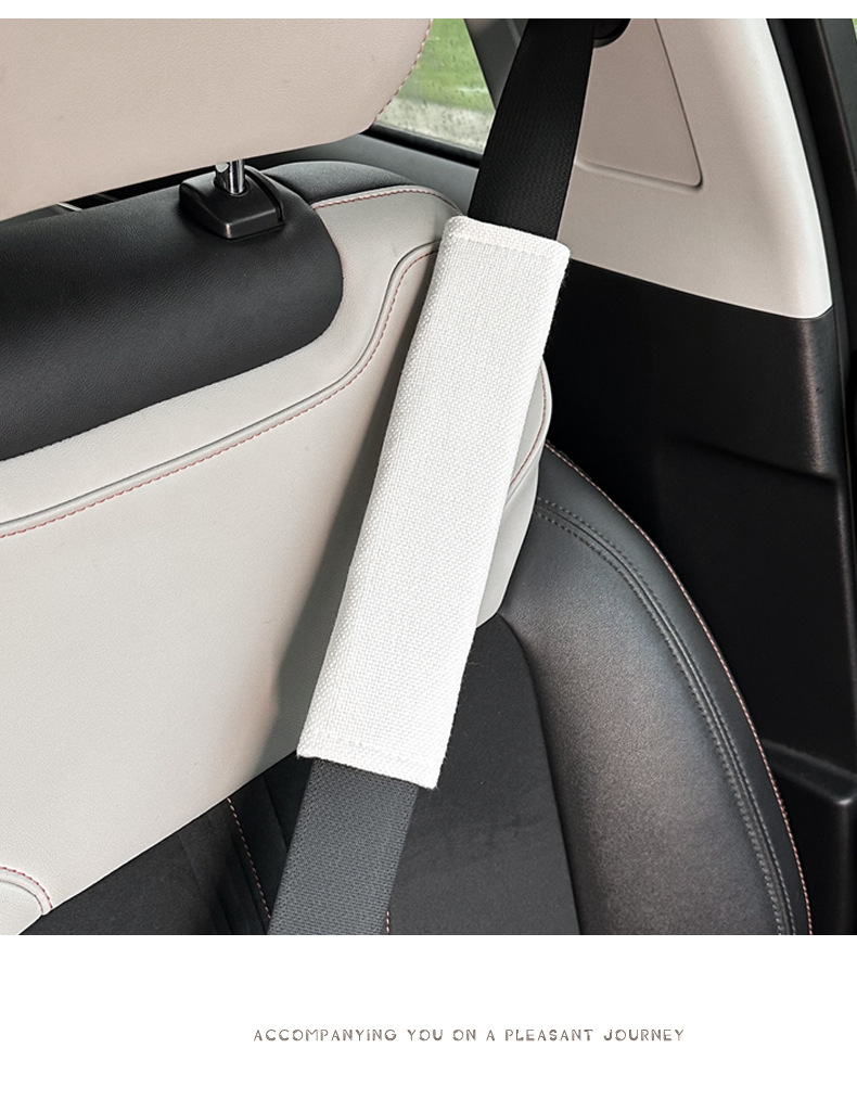Cross-Border Car Seat Belt Shoulder Protector, Universal Cotton and Linen Car Seat Belt Protective Cover for All Seasons, Car Shoulder Protector