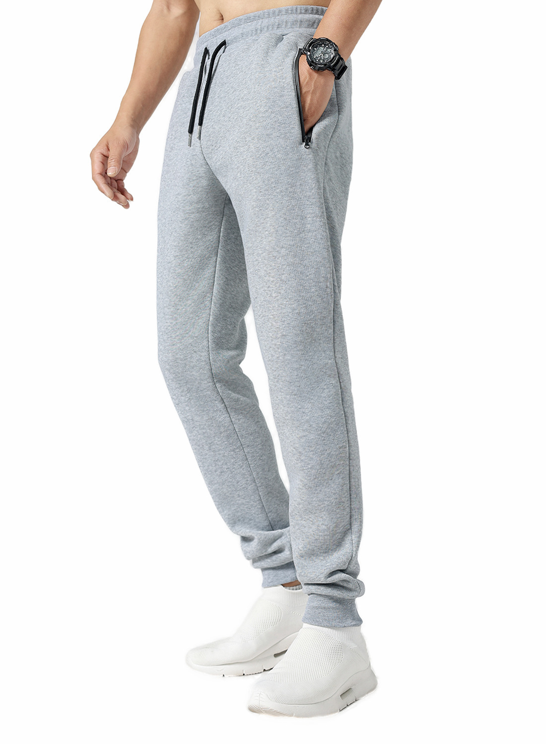 Herren-Jogginghose mit Fleecefutter – Freizeit- und Laufhose mit Reißverschluss (Schwarz/Grau/Marineblau, S-3XL)_voghion.com