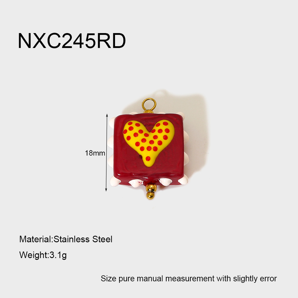 2g Weight PVD Coated Gold Plating Process Pendant Jewelry Making Type 22*20MM Jewelry Making Size 1 Piece Quantity 304 Stainless Steel, Glass Material Color Block, Heart Shape, Fish Pattern Cute, Sweet Style Irregular Craft 1 Piece 22*20MM 304 Stainless Steel Glass Color Block Heart Shape Fish Polished Pendant DIY Ornament Accessories 3