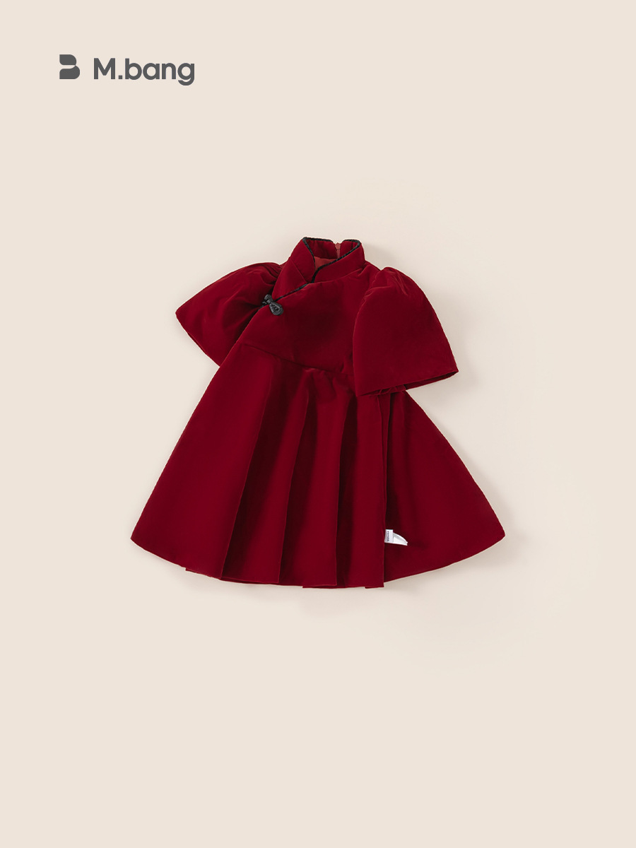 Vestido de Princesa con Mangas Abullonadas para Niñas, Ropa Infantil Bangxuan, Traje de Año Nuevo, Estilo Chino, Vestido Rojo para Niñas Pequeñas image 4