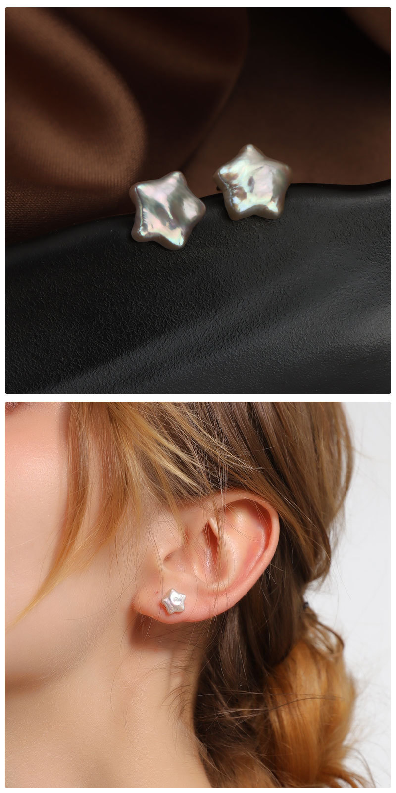 Simple Style Star Natural Freshwater Pearl Plating Ear Studs 1 Pair