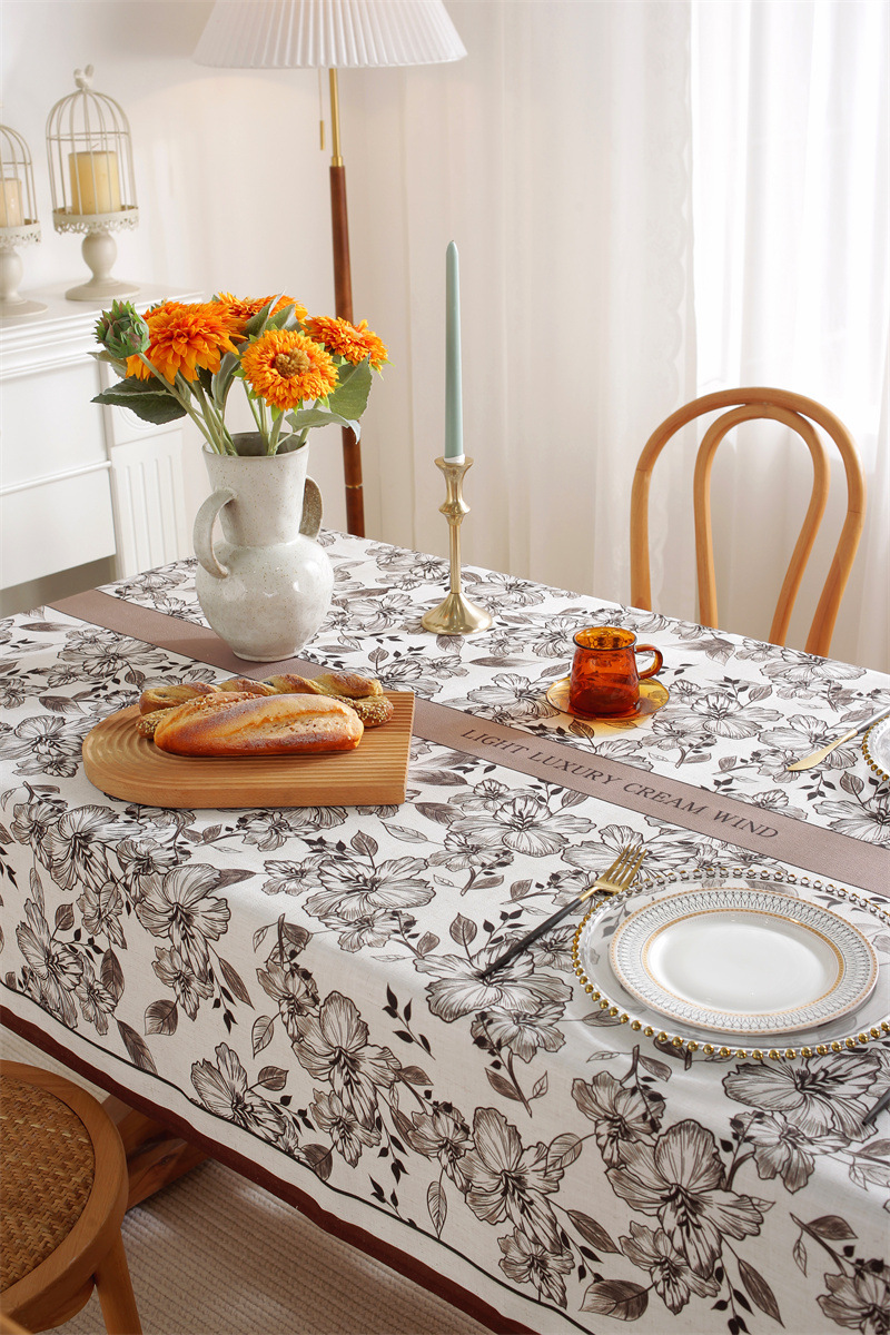 Rechteckige Couchtisch-Esstischdecke aus Polyester-Leinen im amerikanischen Retro-Stil mit Digitaldruck, erhältlich im Großhandel._voghion.com