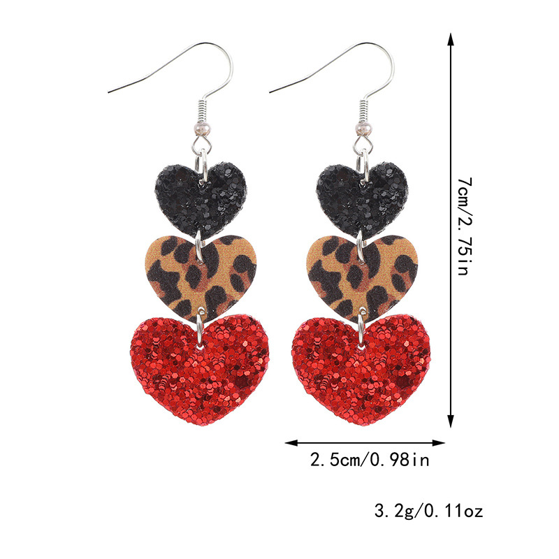 1 Pair Simple Style Commute Heart Shape Printing Pu Leather Drop Earrings display picture 4