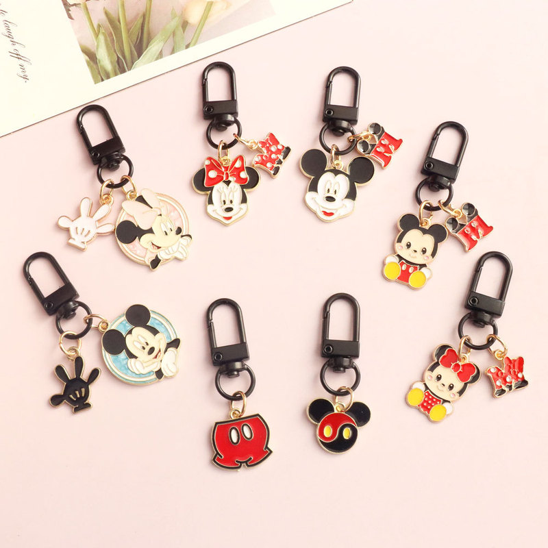 Cartoon Cute Minnie Mickey Pendant Keychain Headset U Disk AirPods Car Bag Couple Hanging Accessories