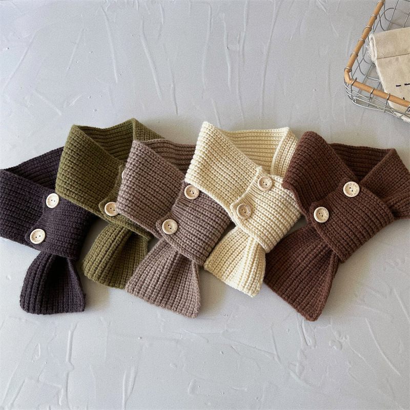 Sciarpa per bambini Moda invernale Instagram bavaglino per neonati con bottoni lavorati a maglia per bambini e bambine_voghion.com