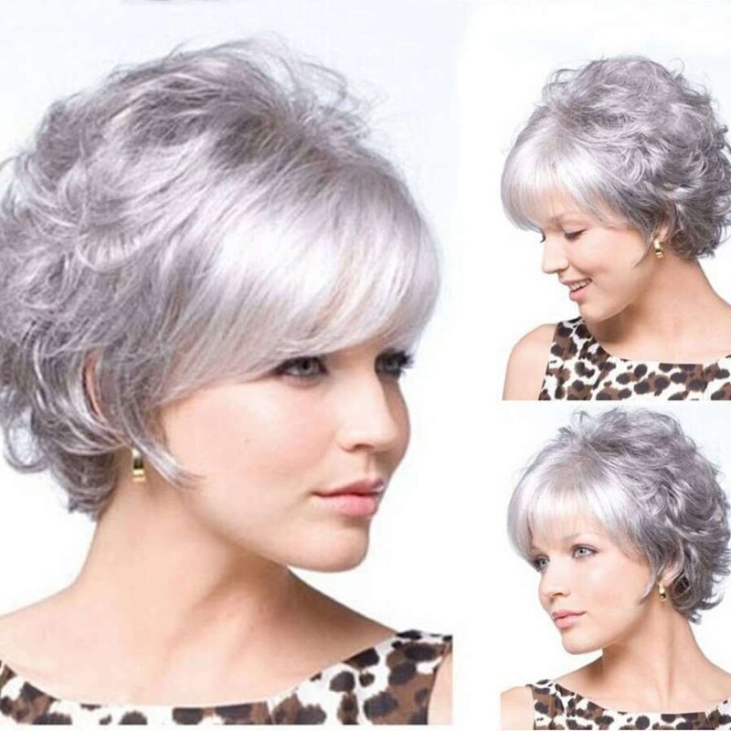 European and American foreign trade explosions small curly hair wig gray white ladies short hair curly hair oblique bangs wig a hair European and American foreign trade explosions small curly hair wig gray white ladies short hair curly hair oblique bangs wig a hair