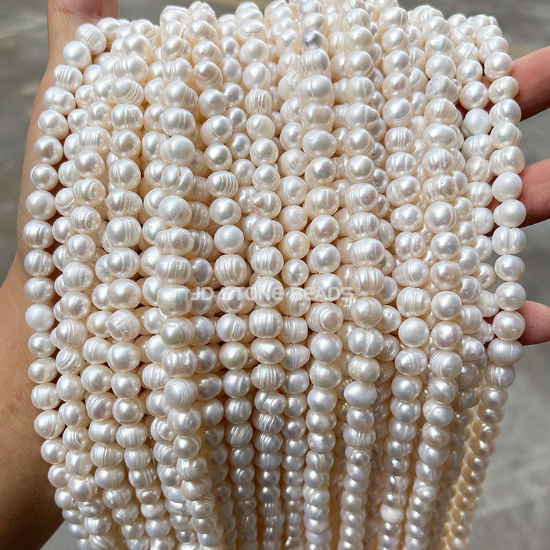 Jingde ジュエリー淡水パールルースビーズ diy ジュエリーアクセサリーバロックラウンドビーズパールブレスレットネックレス半完成品|undefined
