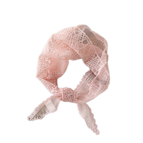 Lace triangle scarf women's spring, autumn and summer Korean hollow fashion versatile small scarf turban bag belt decoration