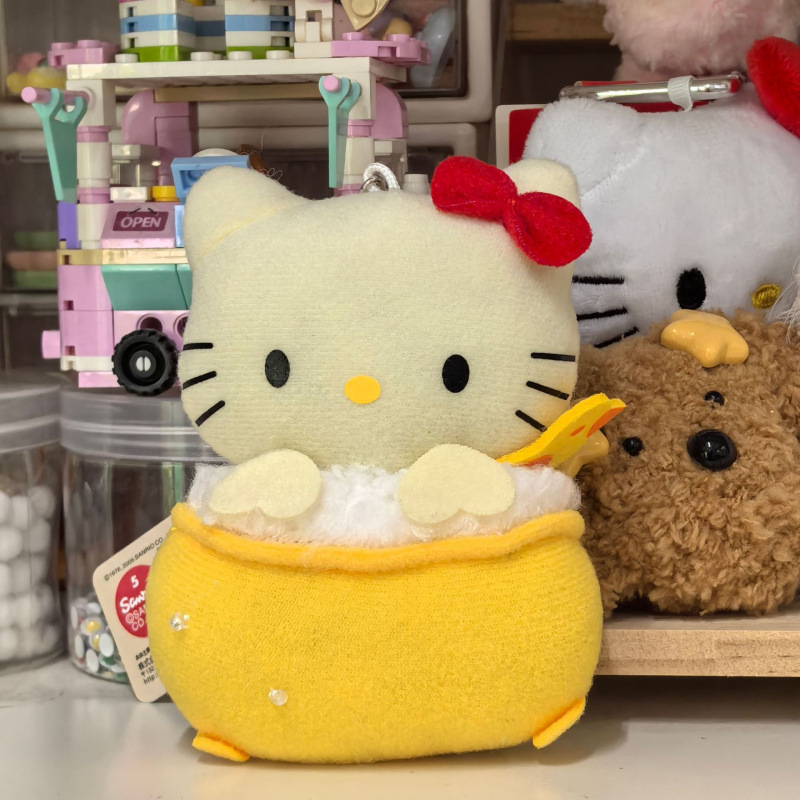 黑色草帽kitty帽宝宝挂件爱心扣公仔玩偶可爱赫本风挂饰钥匙扣|undefined