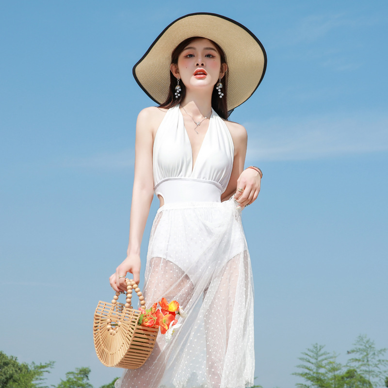 Traje de baño de verano para mujer, estilo Pure Desire 2026, nueva versión coreana de moda, sexy, sin espalda, adelgazante, para aguas termales