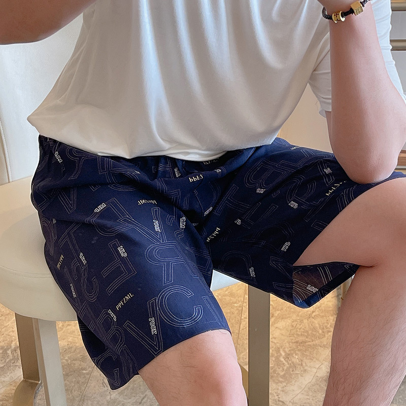 YY 남자 반바지-알파벳 다크 블루