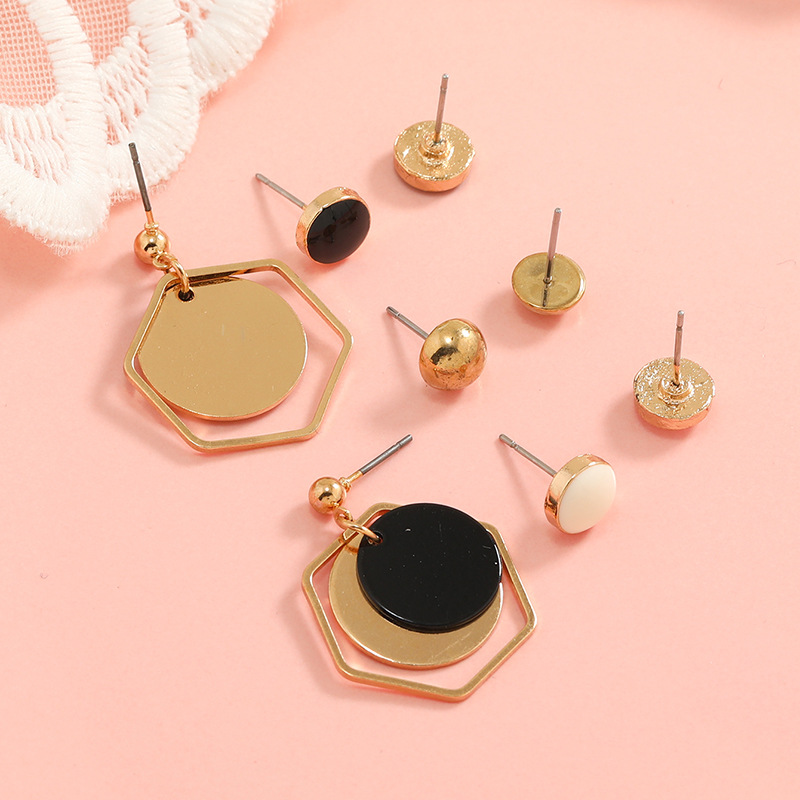 Fashion Simple Round Geometric Alloy Earrings 4-piece Set display picture 4