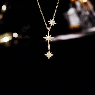 2024 Six-Pointed Star Necklace Women's 925 Sterling Silver Accessible Luxury Eight-Pointed Star High-End Goddess Day Gift for Girlfriend