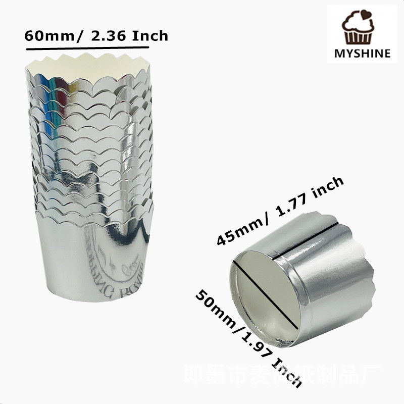 Festival del partido oro y plata medio de alta temperatura resistente a la máquina recta taza para hornear pastel taza de papel molde de pastel Ma fento 50