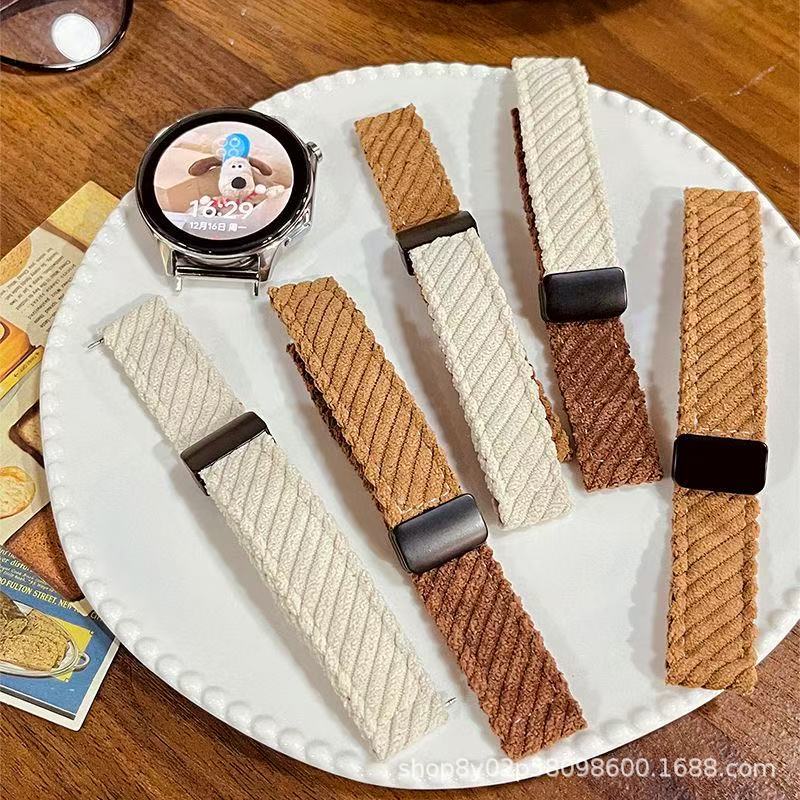 Corduroy Magnetic Buckle Suitable for Apple Watch Iwatch11 Xiaomi Bracelet 10 Huawei Gt Strap Autumn and Winter Wristband