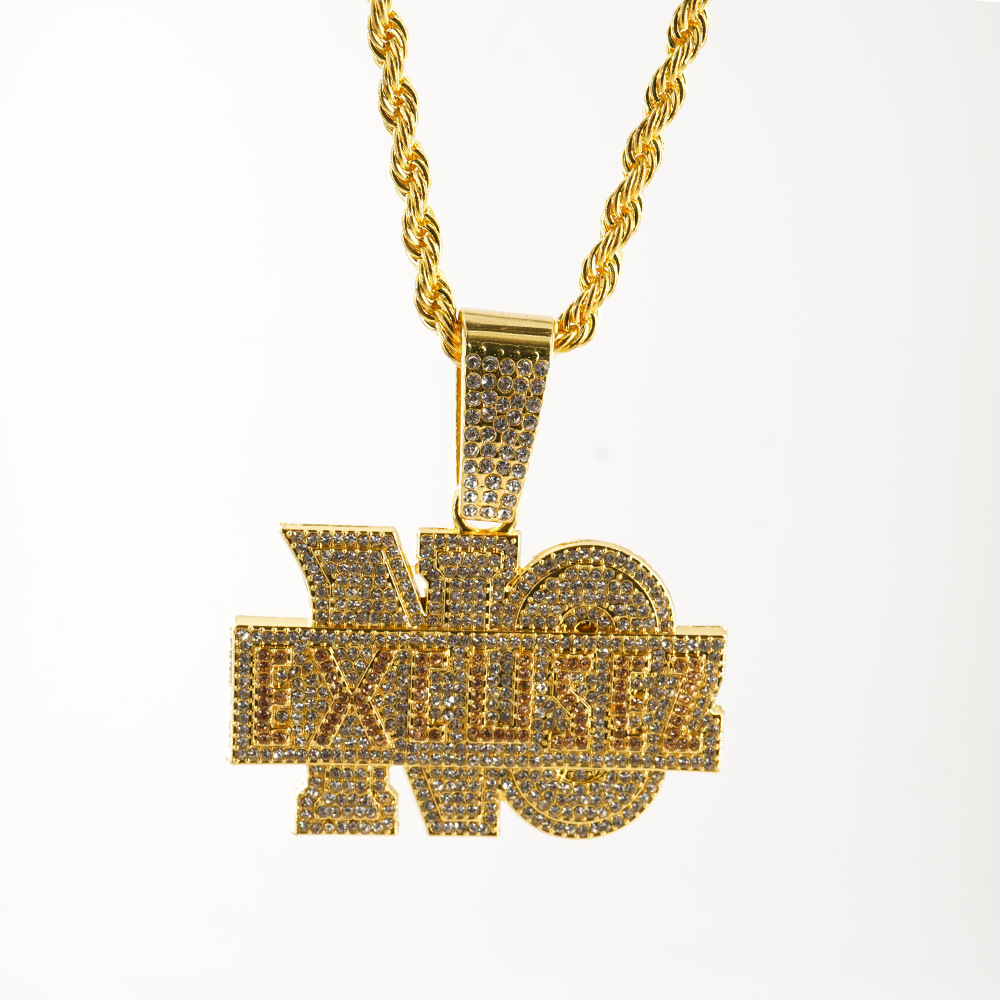 Exageración de moda transfronteriza NO EXCUSEZ colgante de letras inglesas con cadena de torsión de 5 mm cadena de diamantes cubana de hip hop