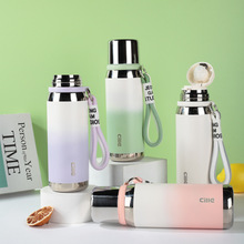 希乐保温杯便携不锈钢水杯提绳男女学生弹跳杯子水壶630ml软萌