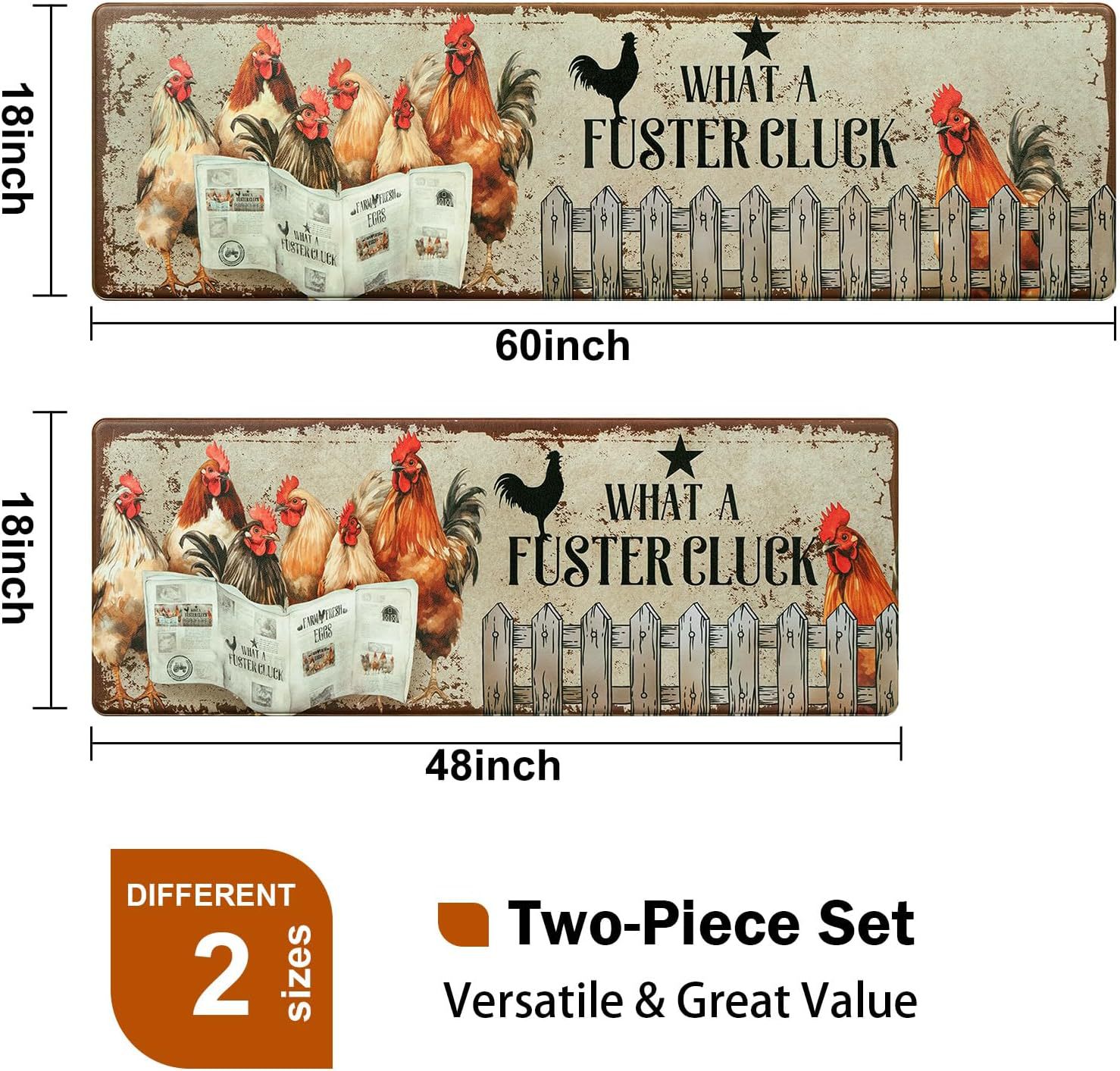 Küchenmatte mit kreativem Hahn-Motiv, ölabsorbierend, schmutzabweisend, für den Hauseingang, rutschfest, pflegeleicht_voghion.com