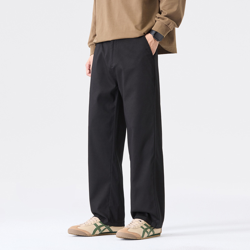Lyocell Tencel men's casual pants for autumn, loose wide-leg pants, versatile men's sports straight-leg pants with a nice drape, casual style
