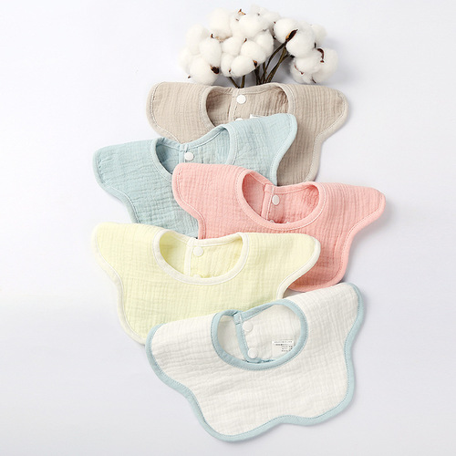 Crepe petal bib baby 360° rotating bib six-layer pure cotton gauze bib infant saliva towel