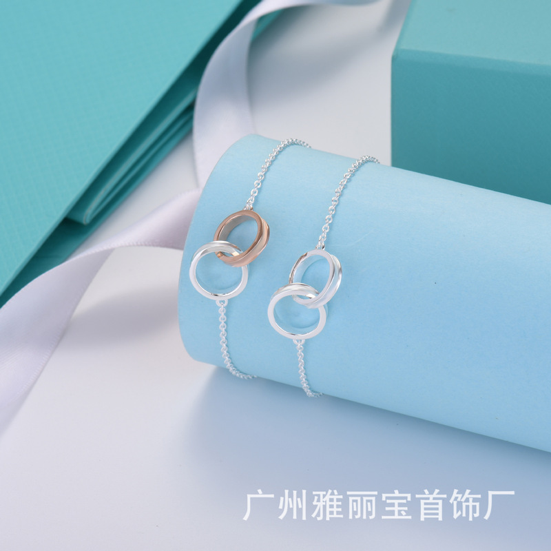 High version white copper silver plated T home 1837 double ring bracelet female CNC steel seal color separation rose gold tijia bracelet wholesale High version white copper silver plated T home 1837 double ring bracelet female CNC steel seal color separation rose gold tijia bracelet wholesale