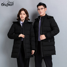 加厚拉链商务黑色棉服大衣男女中长款棉衣修身保暖职业装外套定制