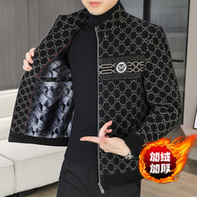 2025秋冬新款毛呢夹克男立领商务休闲金貂绒加绒保暖秋冬呢子外套