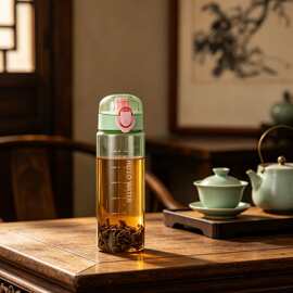 寒暑假期单层透明翻盖水杯居家外出两用便携翻盖大容量耐摔水杯