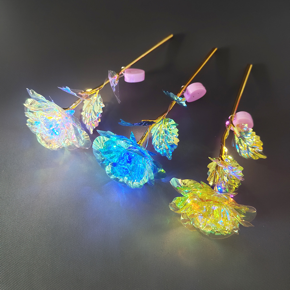 520 lámina de oro flor de rosa melocotón lámpara de corazón flor de rosa de simulación flor de lámina de oro día de San Valentín regalo del día de la madre regalo creativo