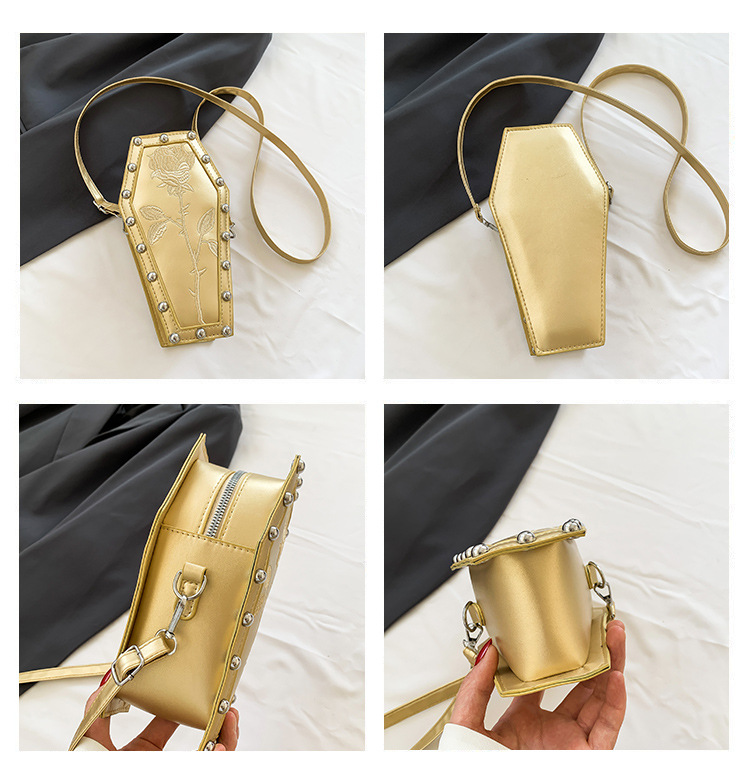 Borsa a tracolla da donna a forma di bara stile gotico nero_voghion.com