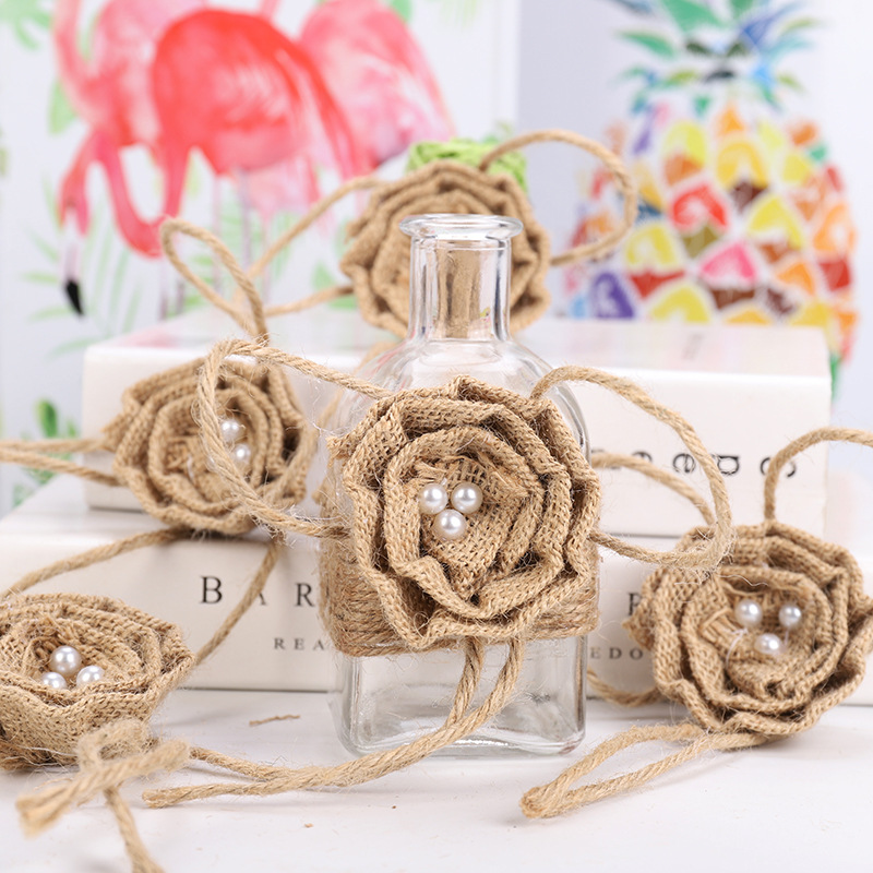 DIY Handmade Fabric Supplies Natural Hemp Flowers Home/Wedding Decorative Flowers Fashion Accessories Supply
