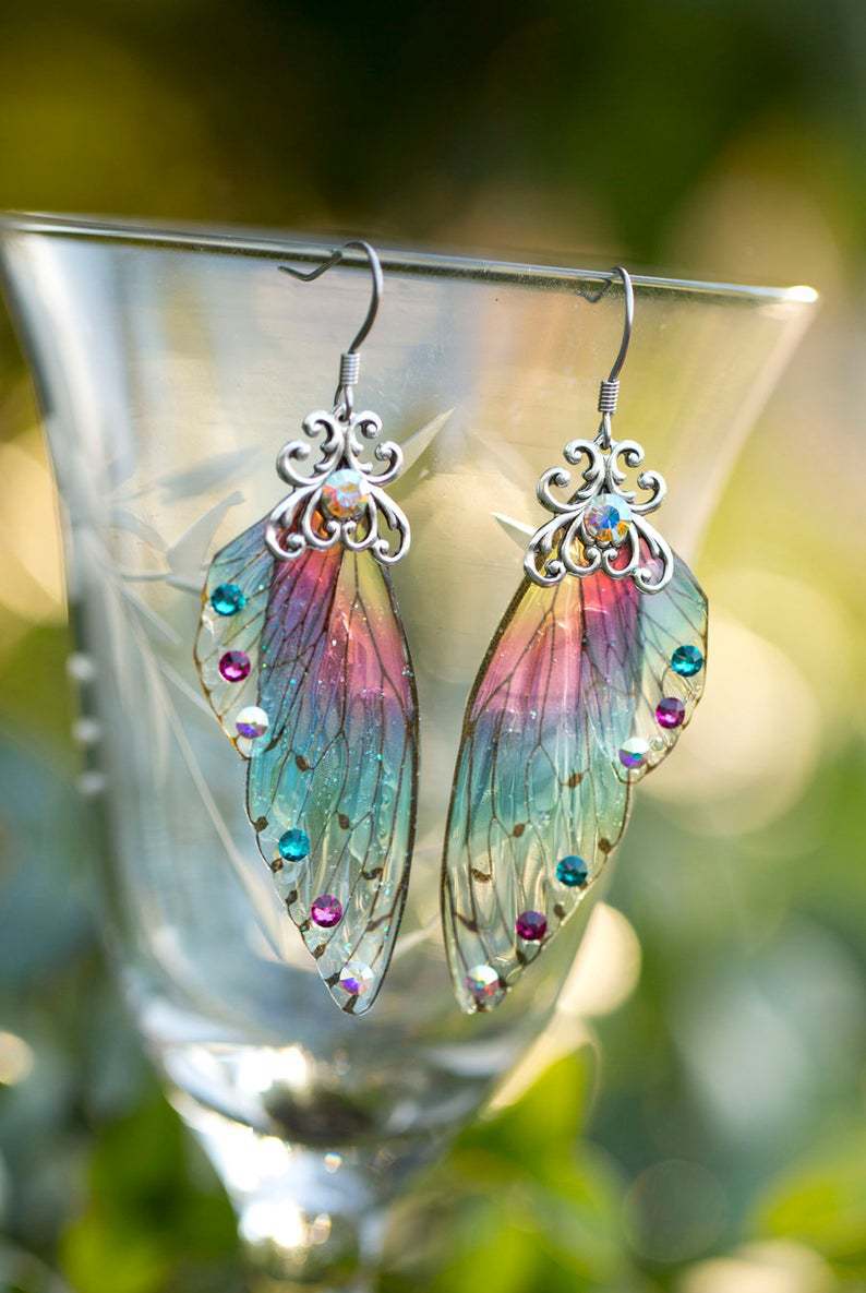 Wholesale Jewelry 1 Pair Retro Wings Alloy Rhinestones Drop Earrings display picture 4