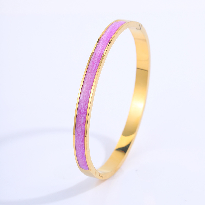 Pulsera de Esmalte 18K de Acero de Titanio Impermeable Hipoalergénica image 9