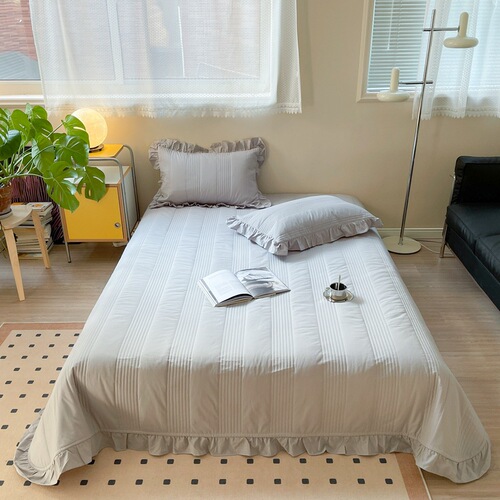 Class A Baby & Maternity All-Cotton Solid Color Ruffled Pure Cotton Washed Cotton Quilted Bed Cover All-Cotton Duvet Cover Pillowcase Quilted Bed Cover