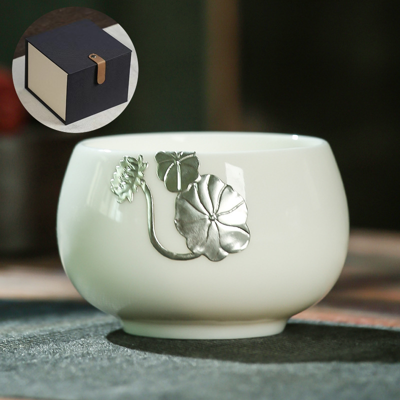 화이트 도자기 연꽃 운 선물 상자