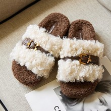 网红同款冬日摩卡3.5cm增高软萌羊羔毛毛拖鞋女保暖一字拖