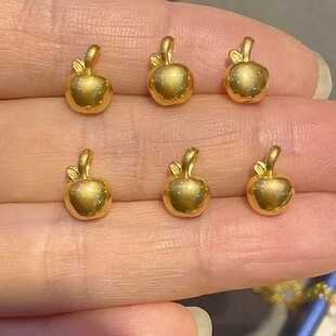Pure Gold 999 Gold Apple Gold Pendant Necklace Christmas Eve Gift for Girlfriend and Wife Holiday Birthday Gift