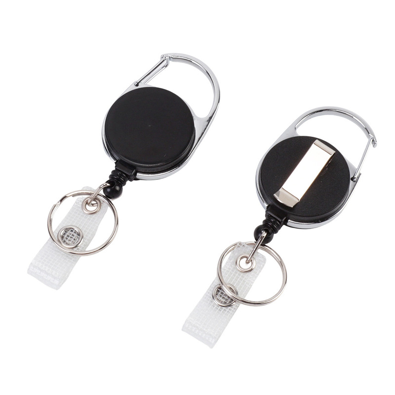 Retractable Oval Metal Frame Frosted Easy-Pull Badge Holder Id Card Keychain Badge Reel